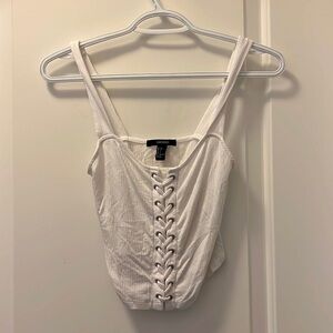 💥4 for $25💥 White Lace-Up Crop Top Tank